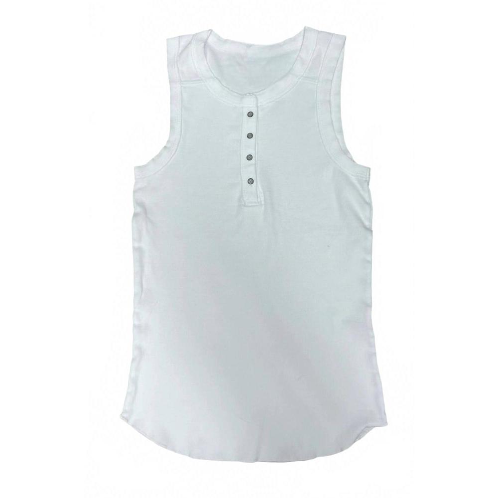 NEW CROWN JEWEL women's henley crew tank in white